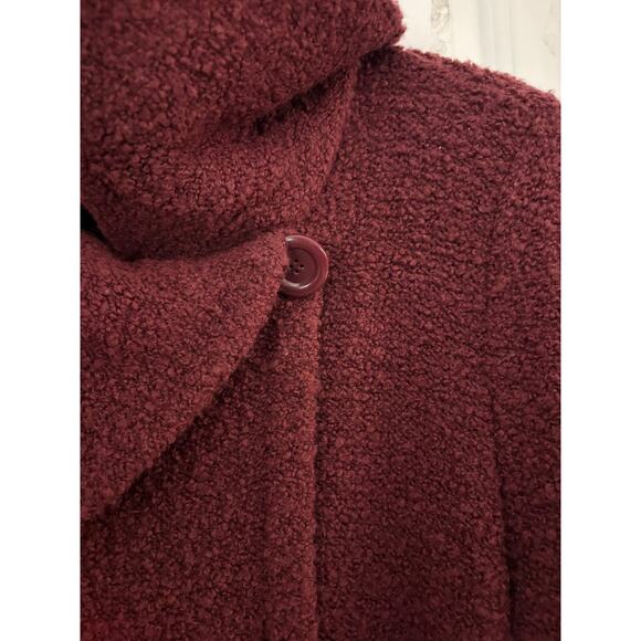 Elena Solano Maroon Open Front Sweater Wool Blend L Cozy Warm Minimalist - Picture 8 of 9